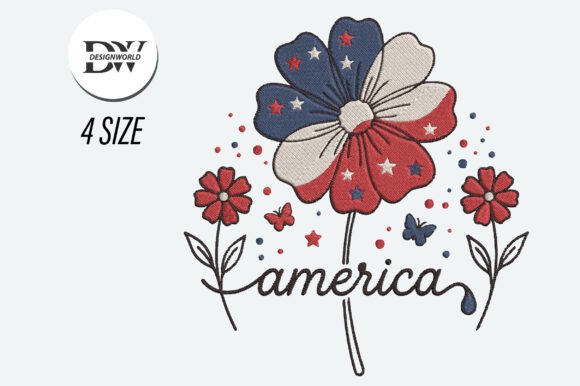 America Flower Embroidery Design: A Patriotic Delight