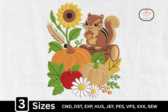 Autumn Harvest Sunflower Squirrel Design