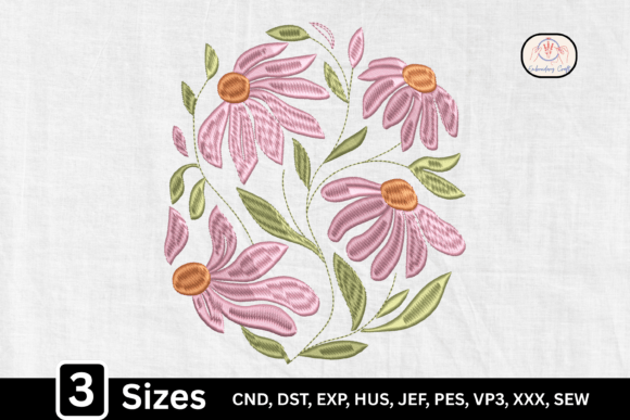 Boho Pink Daisy: A Charming Embroidery Design