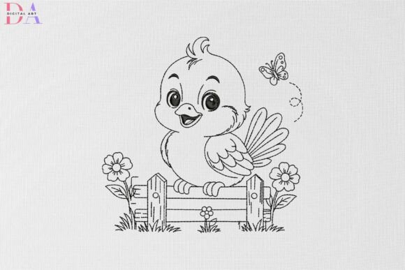Charming Cute Baby Bird on Garden Fence