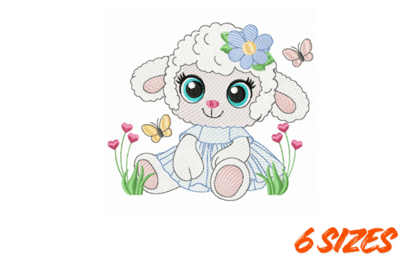 Charming Cute Lamb Embroidery Design File
