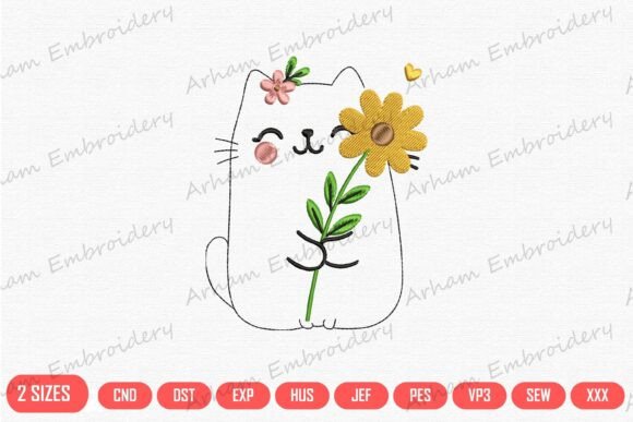 Charming Flower Hug Cat for Seasonal Delight