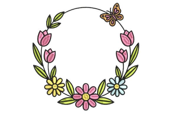 Charming Flower Wreath Embroidery Design