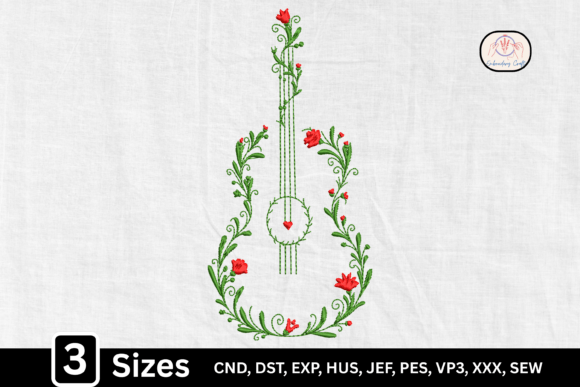 Country Floral Banjo: A Charming Holiday Embroidery