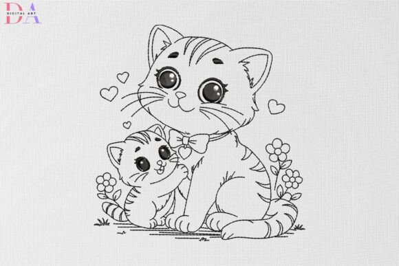 Cute Mother Cat and Kitten: A Heartwarming Design