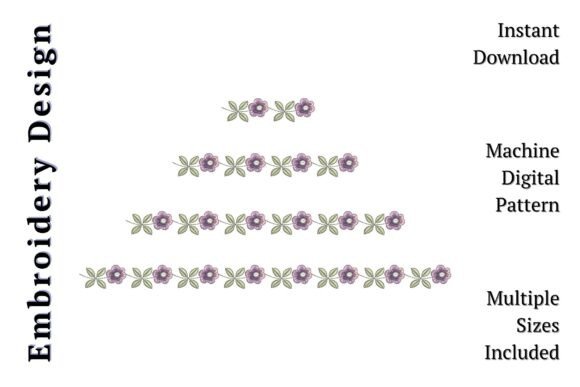 Elegant Floral Border Pansies for Embroidery