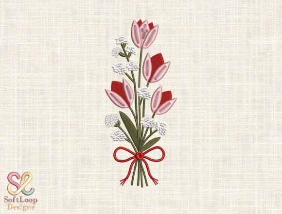 Elegant Flower Bouquet for Business Embroidery