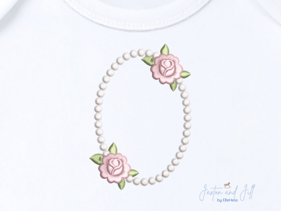 Elegant Pearl Dot Rose Frame Embroidery Design