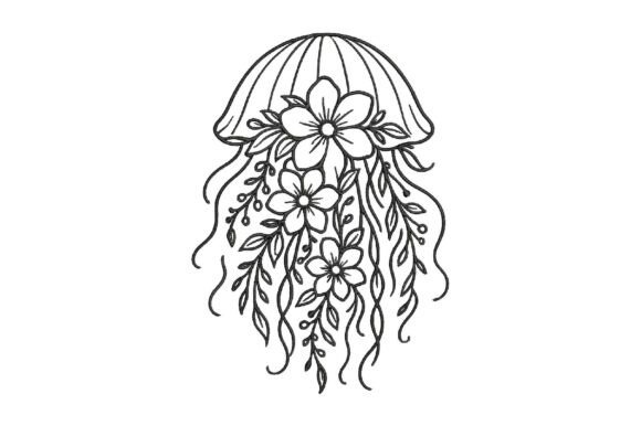 Floral Jellyfish: A Unique Embroidery Design