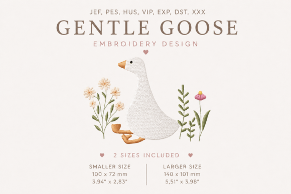 Goose with Wildflowers: A Delicate Embroidery Design