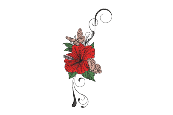 Hibiscus Butterflies: A Charming Embroidery Design