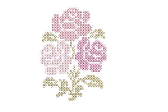 Rose Cross-Stitch for Elegant Apparel