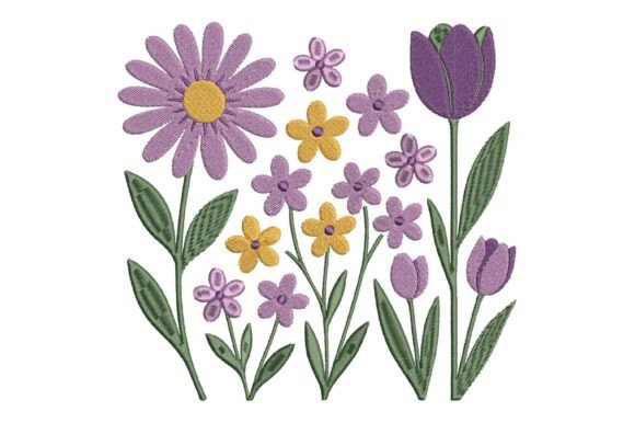 Spring Flower Set: A Charming Embroidery Design